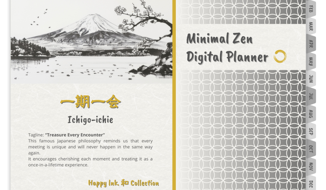 Minimal Zen Digital Planner – Ink Black