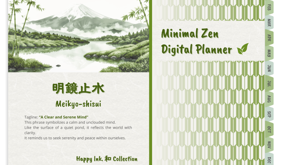 Minimal Zen Digital Planner – Matcha Green