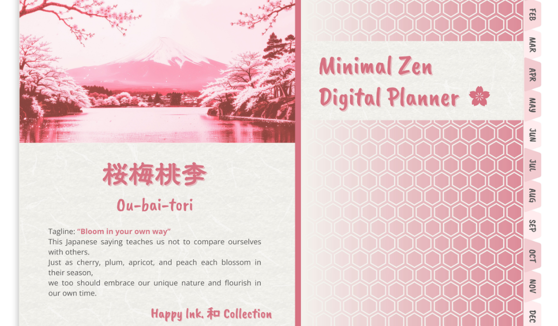 Minimal Zen Digital Planner – Sakura Pink